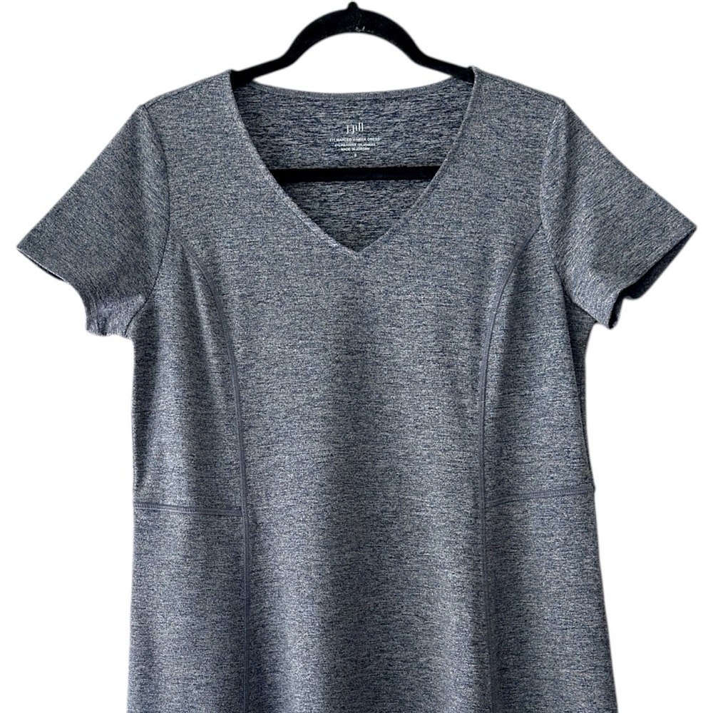 J JILL | NWOT FIT MARLED V-NECK DRESS BLACK & GRAY POCKETS | SMALL - Picture 2 of 13
